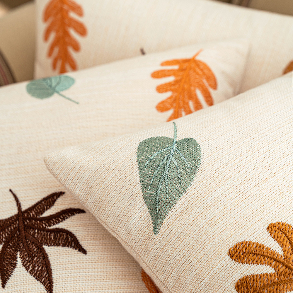 Autumn Leaves Embroidered Pillow Covers - Cozy Seasonal Decor - Image 2