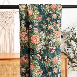 Floral Jacquard Fabric Canvas – 59"x39" DIY Upholstery & Sewing Cloth