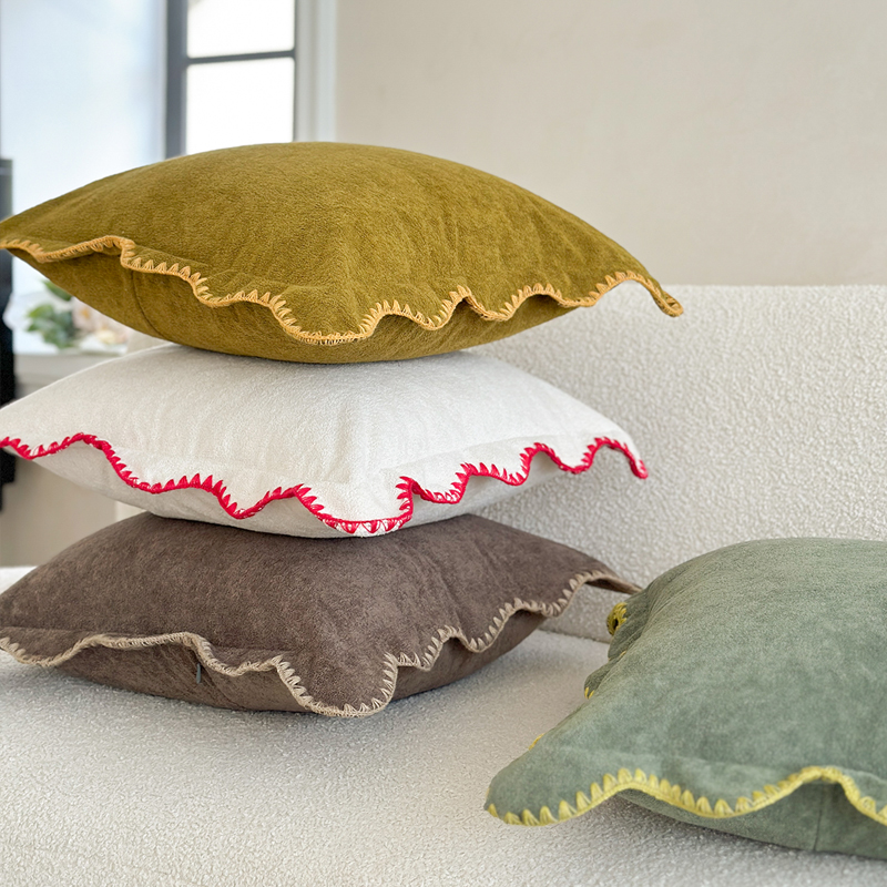 Cozy Scalloped Solid Pillow Cover - Stylish Home Decor - Image 2