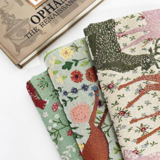 Floral French Yarn-Dyed Jacquard Fabric – 59"x39" Decorative Craft Cloth