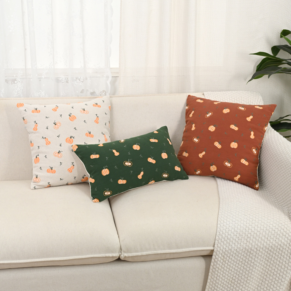 Embroidered Pumpkin Pillowcase - Festive Autumn Decor - Image 3