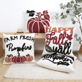 Happy Fall Pumpkin Tufted Pillowcase - Cozy Autumn Decor