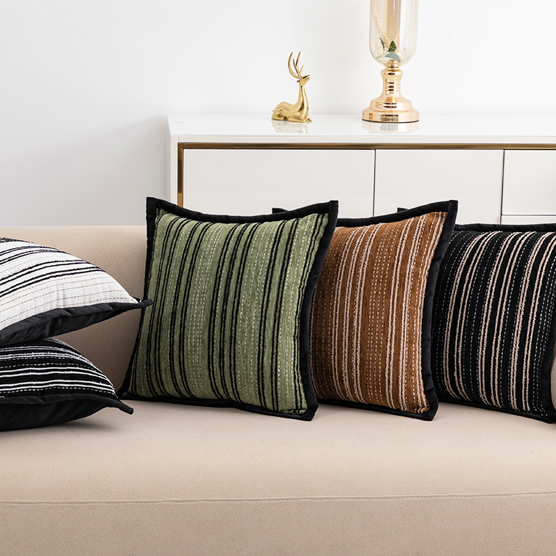 Soft Chenille Striped Pillowcase - Stylish Home Accessory