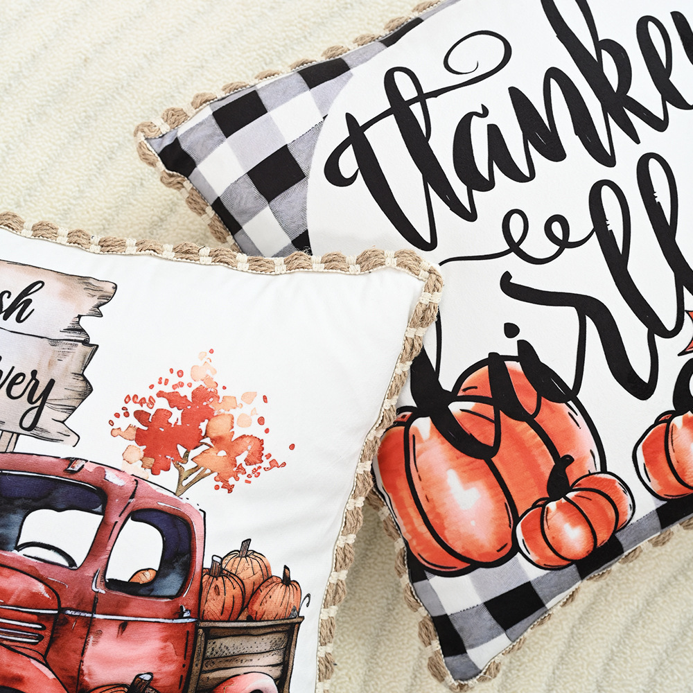 Autumn Pumpkin Lace Cushion Cover 18x18in – Thanksgiving Decor - Image 5