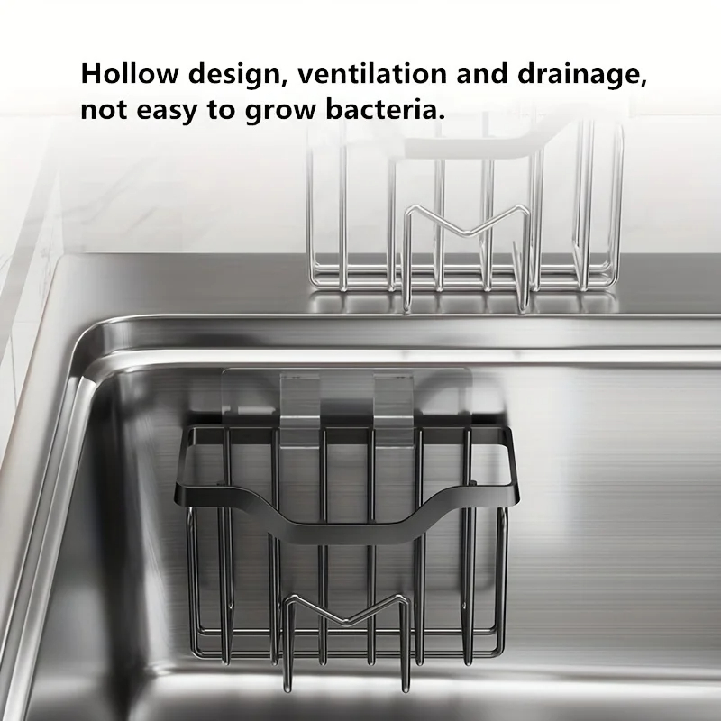 Rustproof Stainless Steel Sponge Holder with Adhesive Hook - Image 3