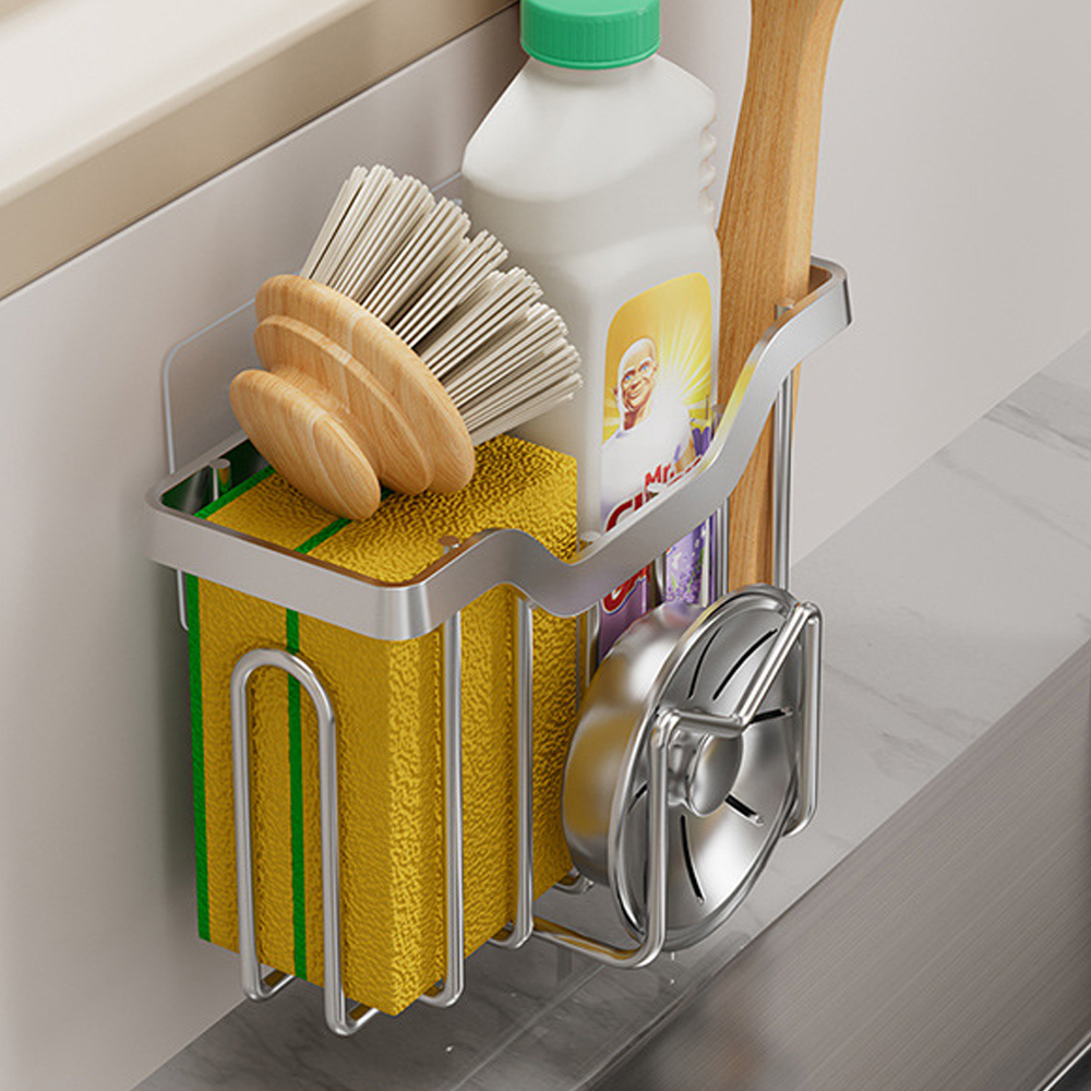 Rustproof Stainless Steel Sponge Holder with Adhesive Hook