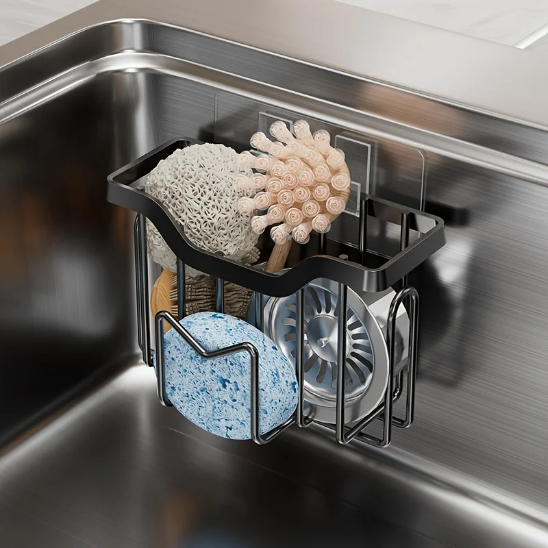 Rustproof Stainless Steel Sponge Holder with Adhesive Hook - Image 2
