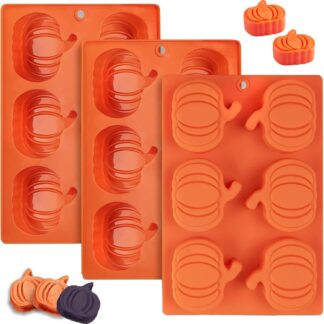 3PCS Silicone Pumpkin Baking Molds 6-Cavity 3D Mini Cupcake & Chocolate Trays