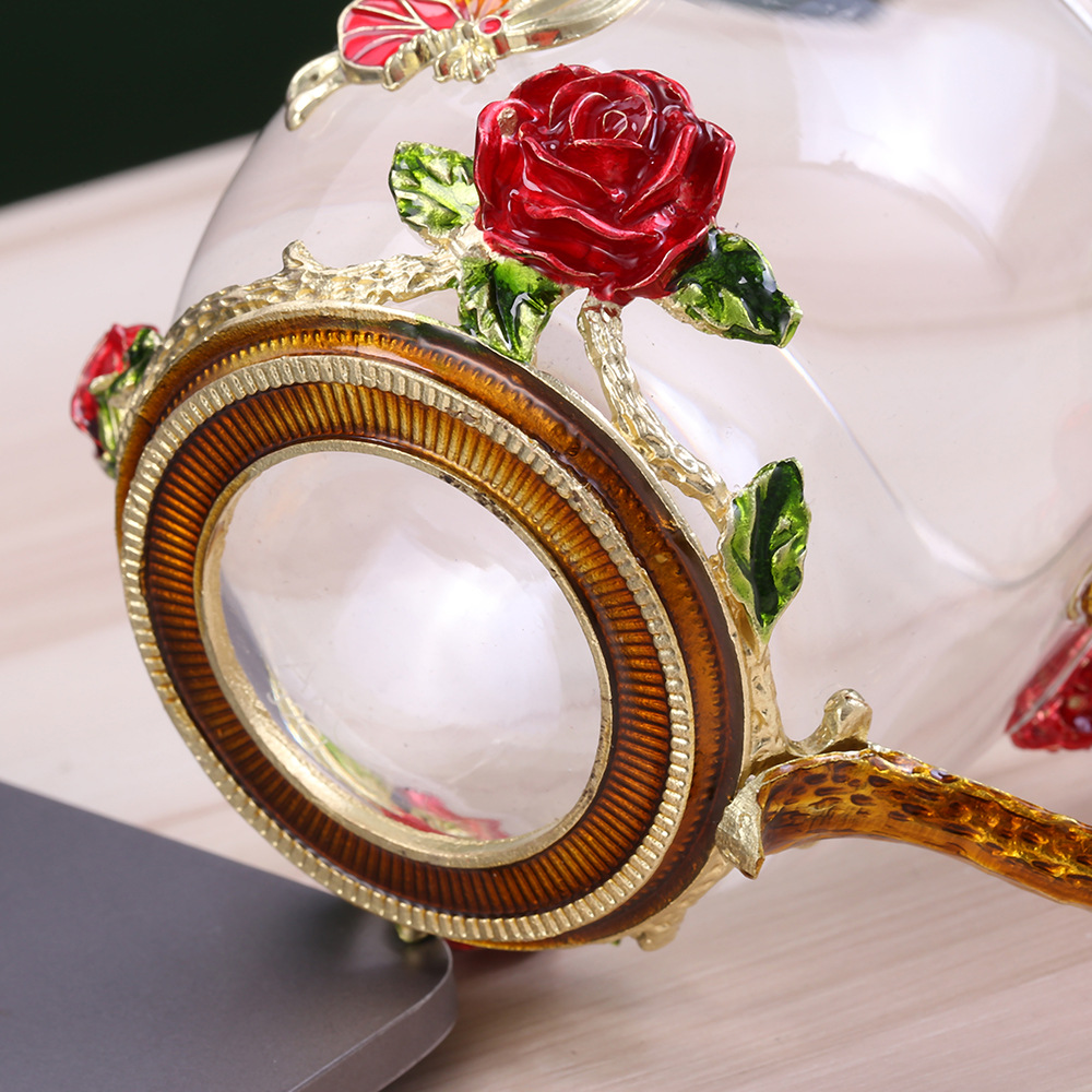 Elegant Enamel Flower Glass Mug with Lid - Image 4