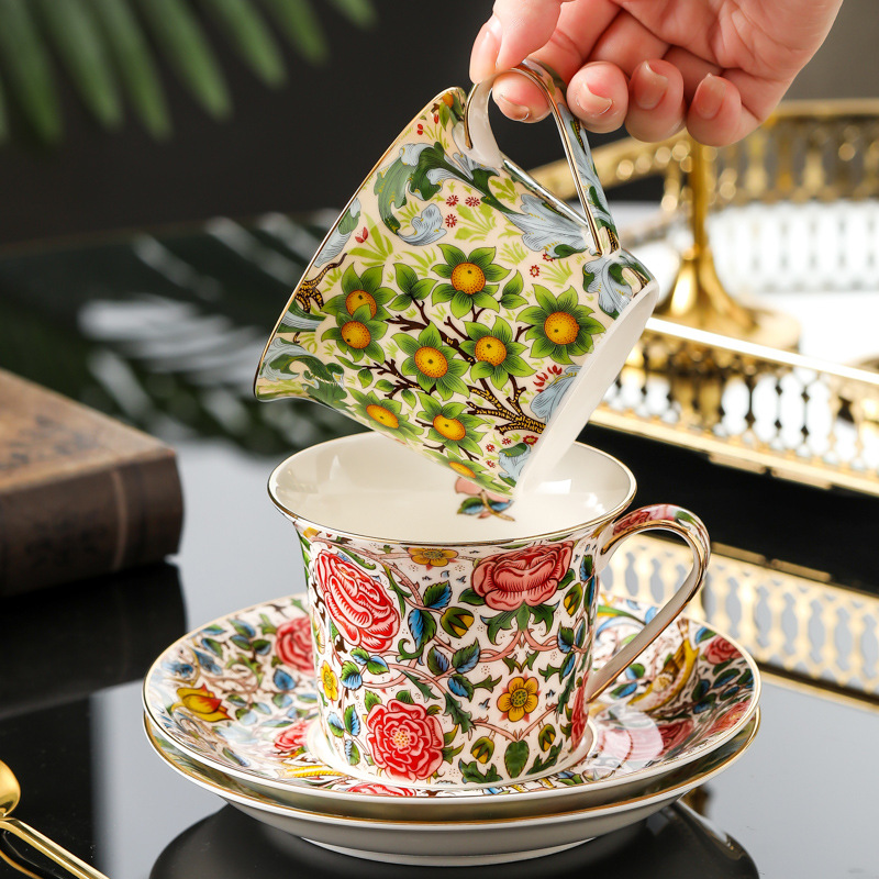 Luxury European Painted Flower Coffee Mug - Image 2