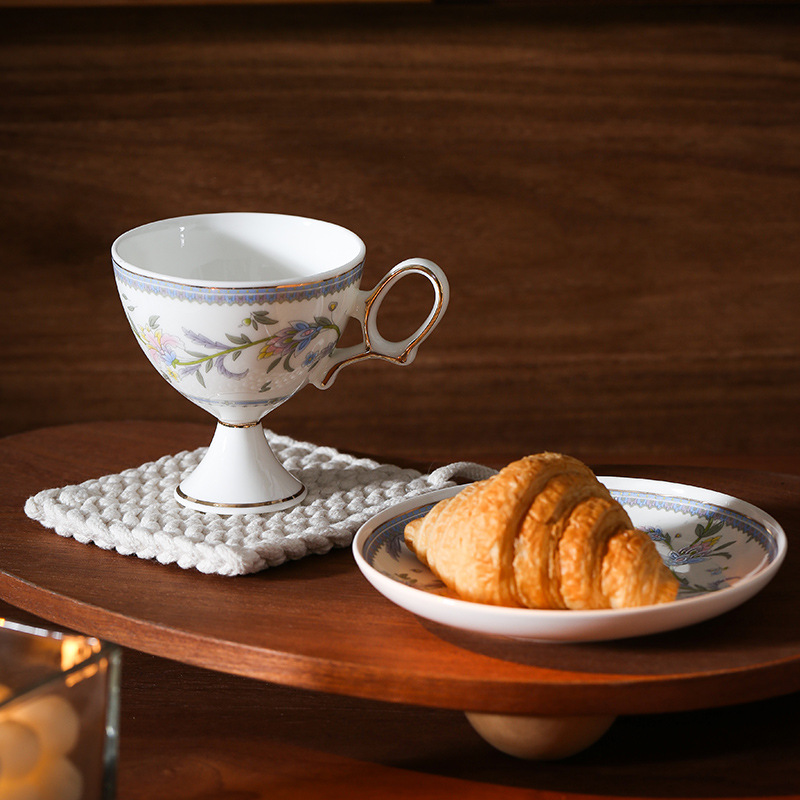 Elegant French Gold-Rimmed Porcelain Coffee Cup & Saucer - Image 3