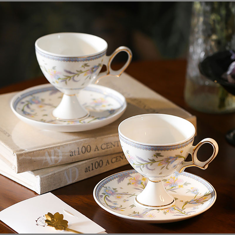 Elegant French Gold-Rimmed Porcelain Coffee Cup & Saucer