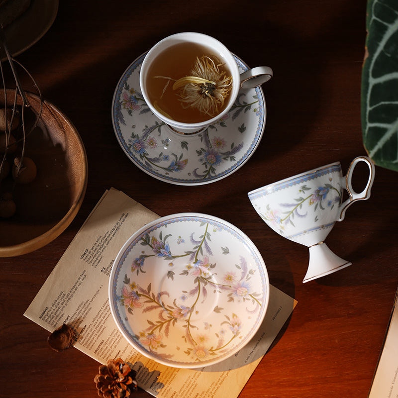 Elegant French Gold-Rimmed Porcelain Coffee Cup & Saucer - Image 4