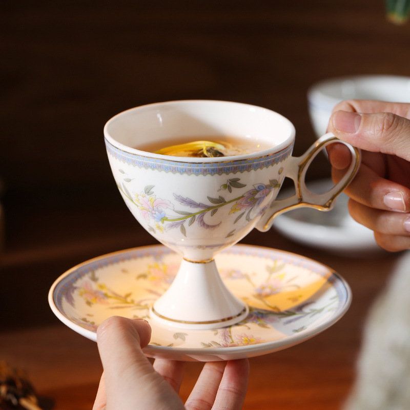 Elegant French Gold-Rimmed Porcelain Coffee Cup & Saucer - Image 2