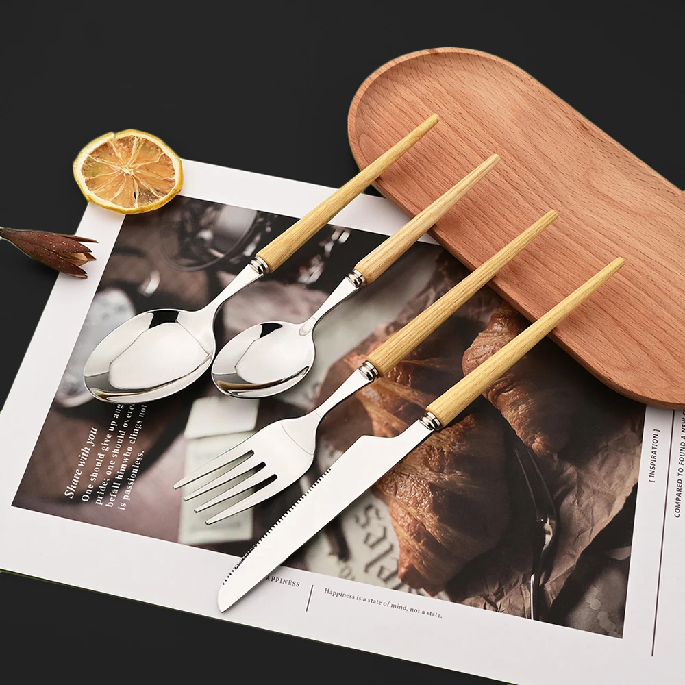 Elegant Wooden Handle Cutlery Set - Stylish Dinnerware for Every Occasion - Image 3