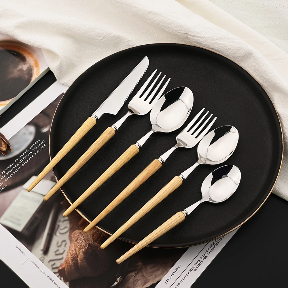 Elegant Wooden Handle Cutlery Set - Stylish Dinnerware for Every Occasion