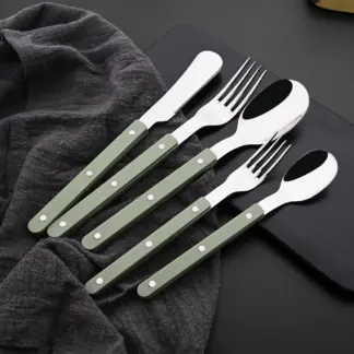 Green and Silver Flatware Set - Elegant Cutlery for Every Occasion