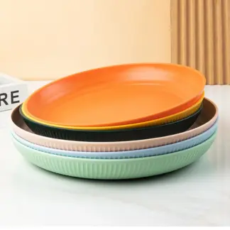 8Pcs Unbreakable Wheat Straw Plates - Lightweight Dinnerware for All Ages