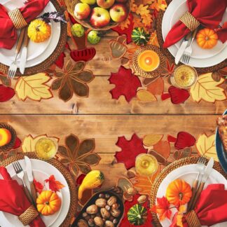 Fall Maple Leaf Embroidered Placemats Set - Thanksgiving & Autumn Table Décor