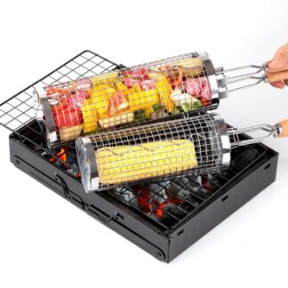 Rolling Grilling Basket – 360° Rotating Stainless Steel BBQ Basket for Even Cooking