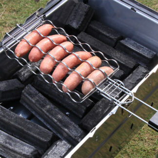 Stainless Steel Grilling Basket with Wooden Handle for BBQ & Camping