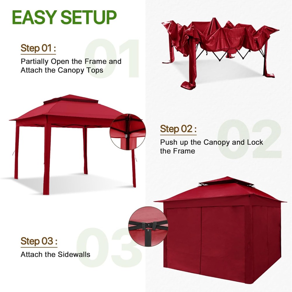 11x11 Pop-Up Gazebo Tent with Sidewalls - Perfect Outdoor Shelter - Image 3
