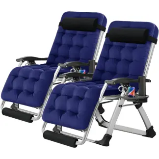 Widened Zero Gravity XL Recliner Chair – 29" Oversized Folding Lounge Chair with Cup Holder