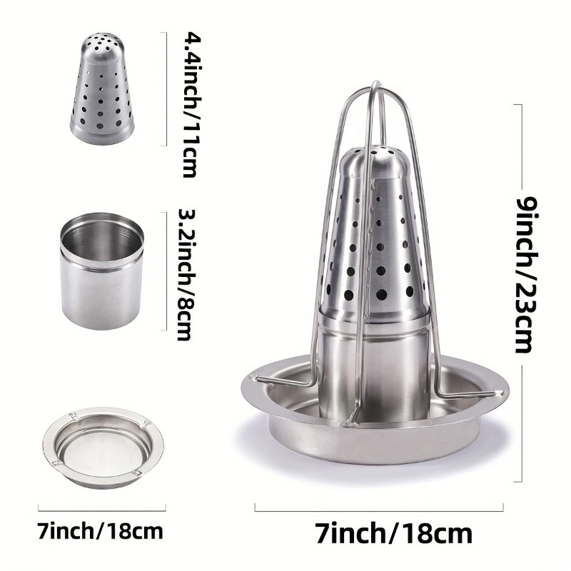 Stainless Steel Beer Can Chicken Roaster Stand with Drip Pan - Image 6