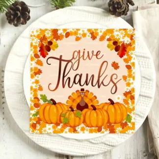 Thanksgiving Pumpkin & Turkey Print Paper Napkins - 20pcs 13" 2-Ply Set