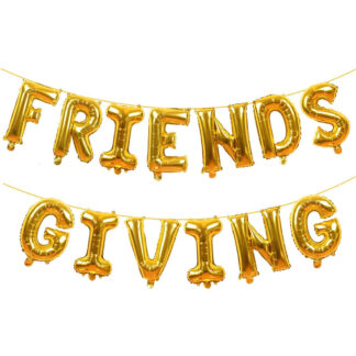 Friendsgiving Gold Foil Letter Balloon Banner - Cheerful Party Decoration