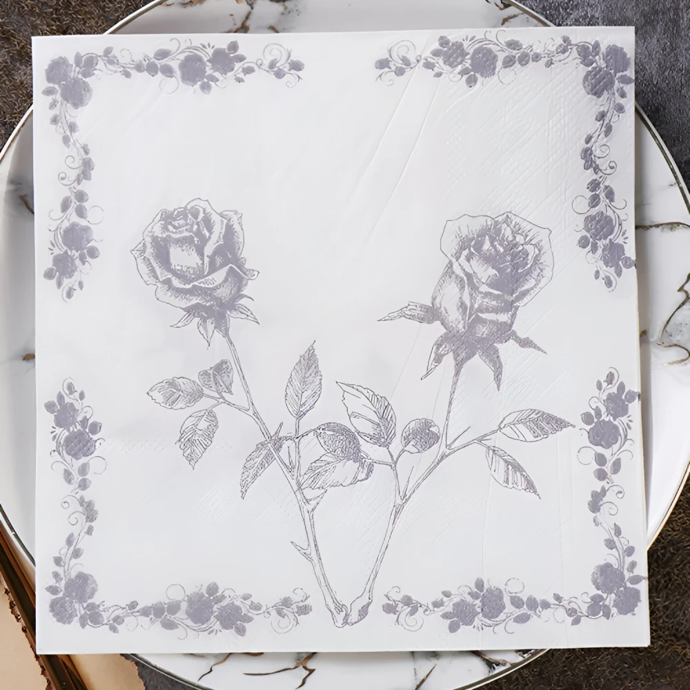 Elegant Gold & Silver Rose Paper Napkins – 20pcs Party Set - Image 5