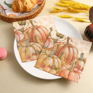 20pcs Thanksgiving Pumpkin Paper Napkins 13in 2-Ply Party Table Decor