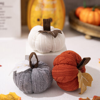Faux Crochet Pumpkins for Fall Harvest & Halloween Rustic Home Décor