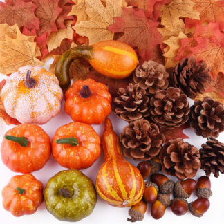 50Pcs Mini Artificial Foam Pumpkins for Thanksgiving & Fall Decor