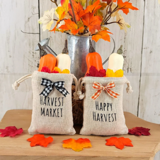Mini Fall Gourd Burlap Sack Set - Perfect for Thanksgiving Decor