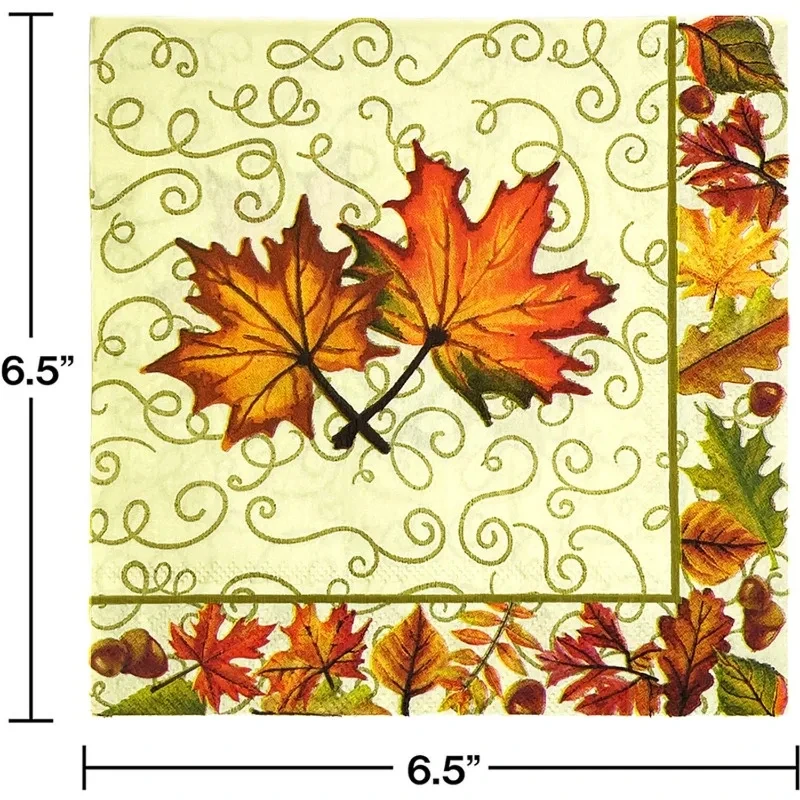 Thanksgiving Maple Nut Border Party Napkins - 20pcs - Image 4