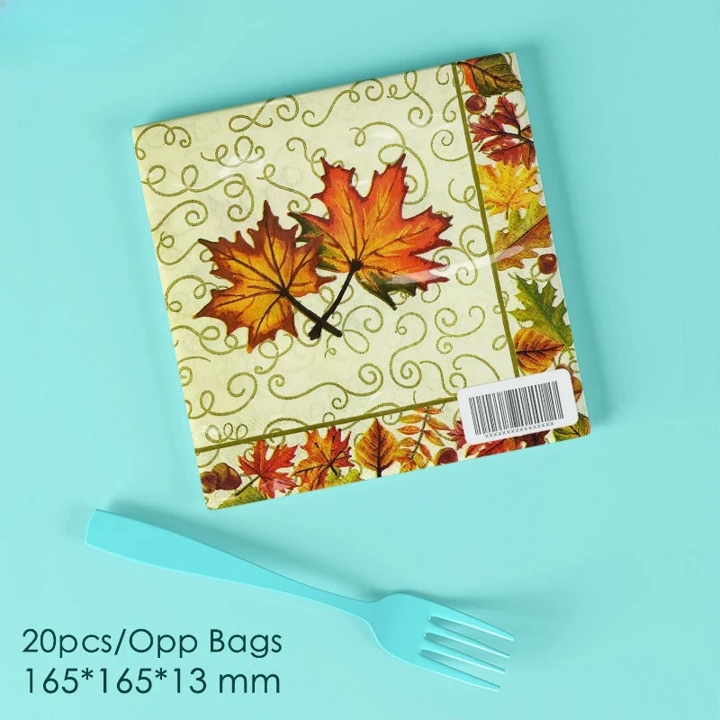 Thanksgiving Maple Nut Border Party Napkins - 20pcs - Image 2