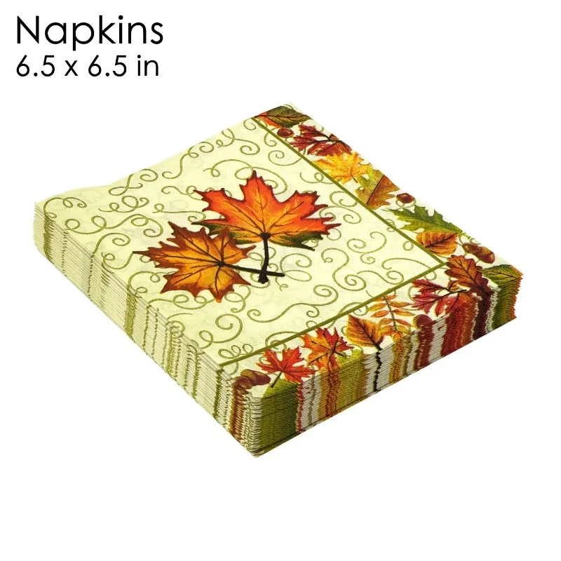 Thanksgiving Maple Nut Border Party Napkins - 20pcs - Image 3