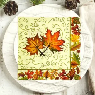 Thanksgiving Maple Nut Border Party Napkins - 20pcs