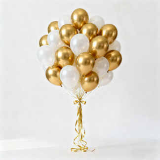 Metallic Pearl White & Chrome Balloons Set - 30 Party Decor