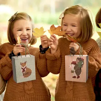 8Pcs Woodland Animal Party Favor Bags – Fox & Hedgehog Fall Goodie Bags