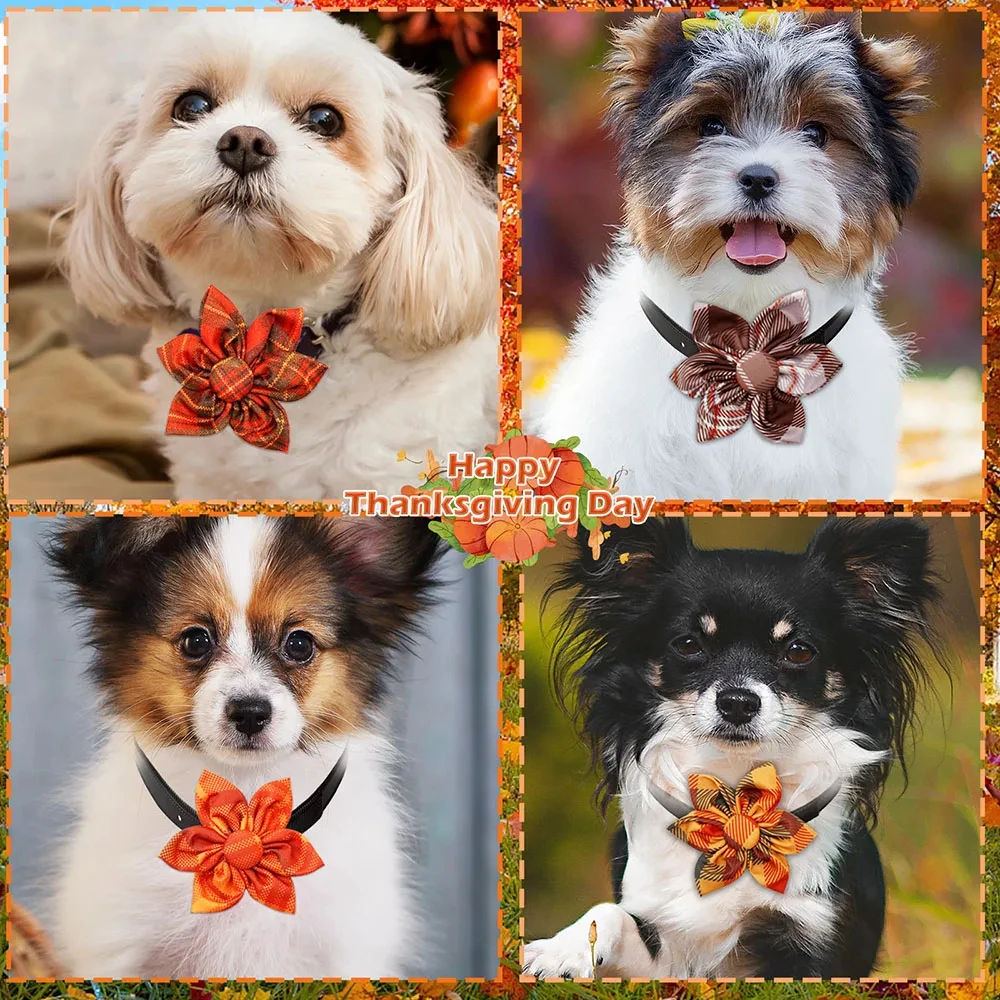 50PCS Fall Thanksgiving Dog Bowtie Collar Set - Movable Pet Accessories - Image 3