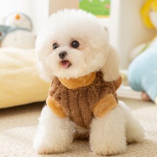 Cozy Cubic Bear Fleece Hoodie for Dogs - Warm Autumn & Winter Wear