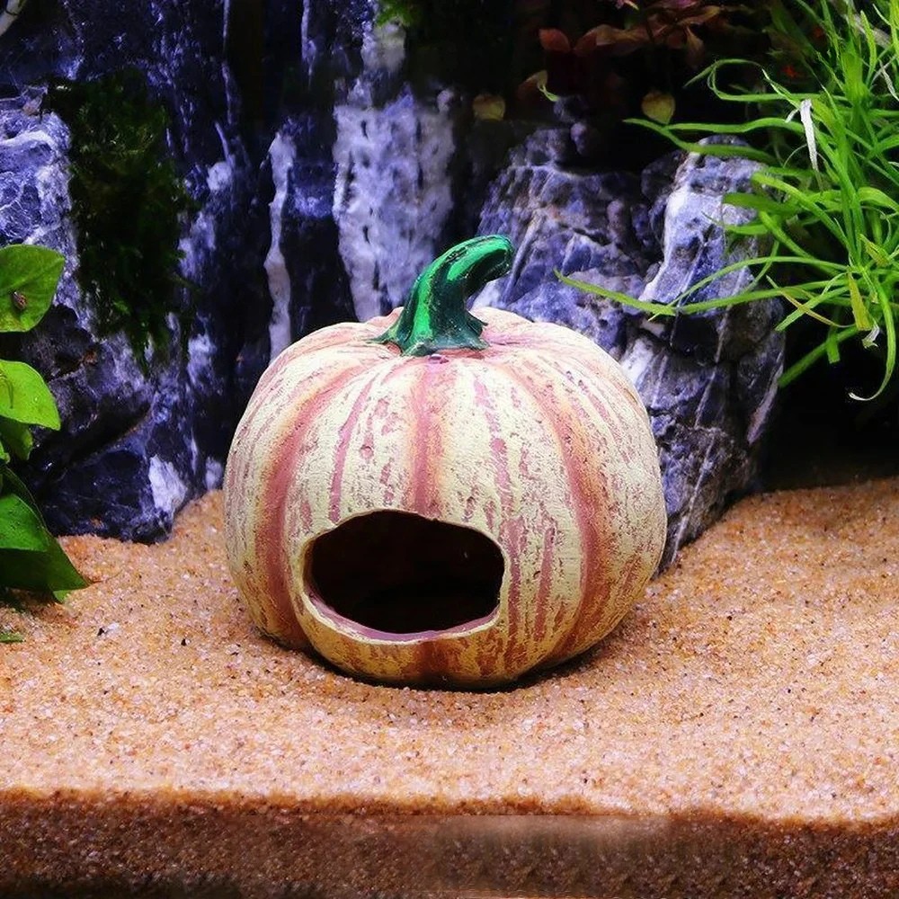 Pumpkin Fish Shelter Aquarium Decoration - Resin Ornament - Image 4