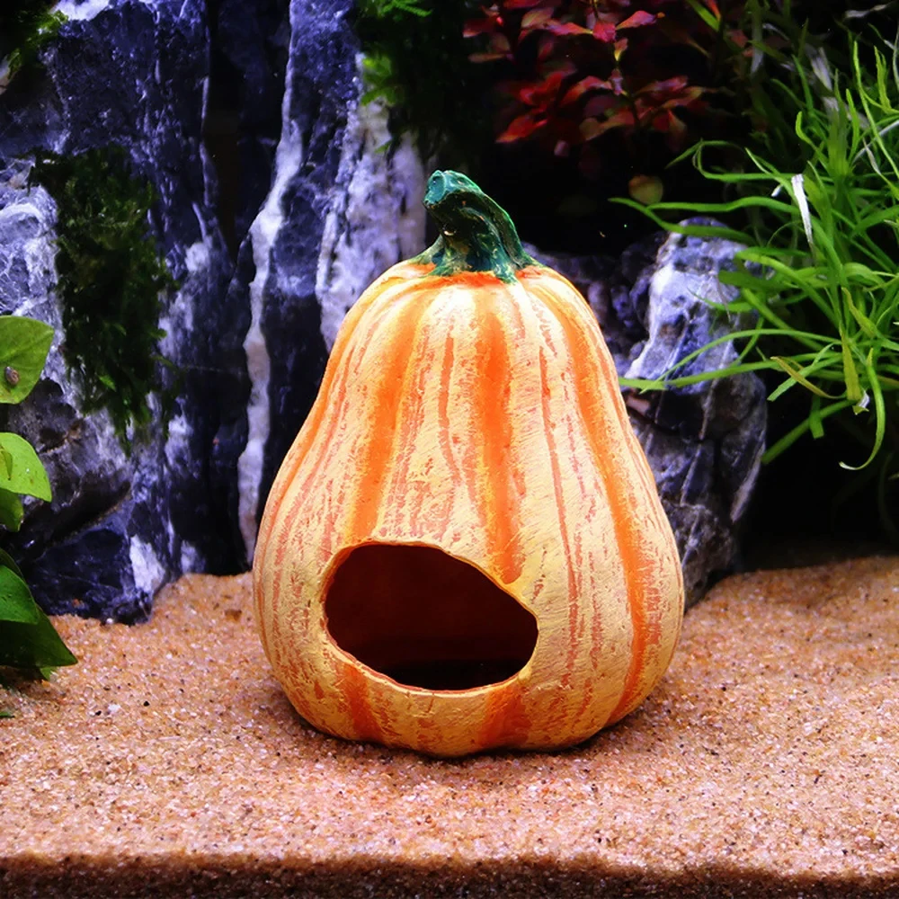 Pumpkin Fish Shelter Aquarium Decoration - Resin Ornament - Image 2