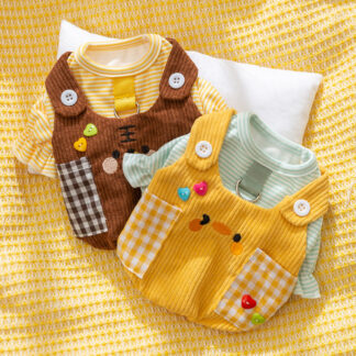 Cute Plaid Suspender Pants for Pets – Cozy Autumn & Winter Outfit