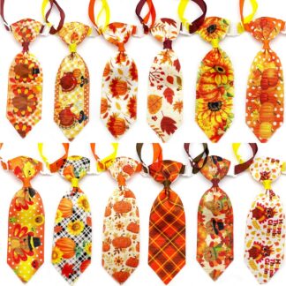 Fall Thanksgiving Dog Bow Tie Set - Adjustable Pet Neckties for Small Dogs (50pcs)