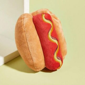 Fun Hot Dog Squeaky Plush Toy for Dogs - Durable Chew Toy