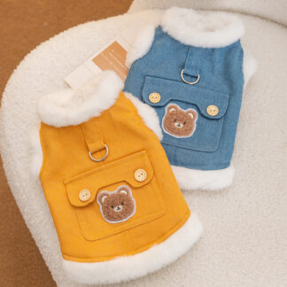Cozy Patchwork Plush Dog Coat – Warm Vest for Small Breeds