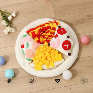 Snuffle Mat for Dogs with Squeaky Toys - Fun Pizza Theme for All Breeds